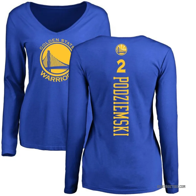 Brandin Podziemski Women's Gold Golden State Warriors Royal Backer Long Sleeve T-Shirt