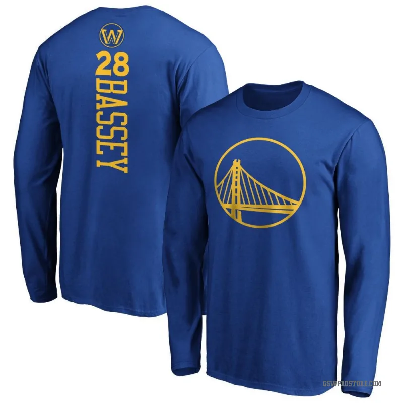 Charles Bassey Men's Gold Golden State Warriors Royal Backer Long Sleeve T-Shirt