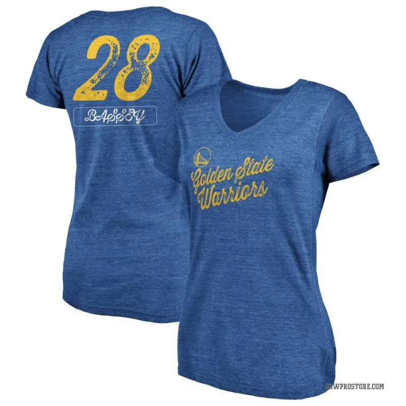 Charles Bassey Women's Gold Golden State Warriors Royal Sideline V-Neck T-Shirt