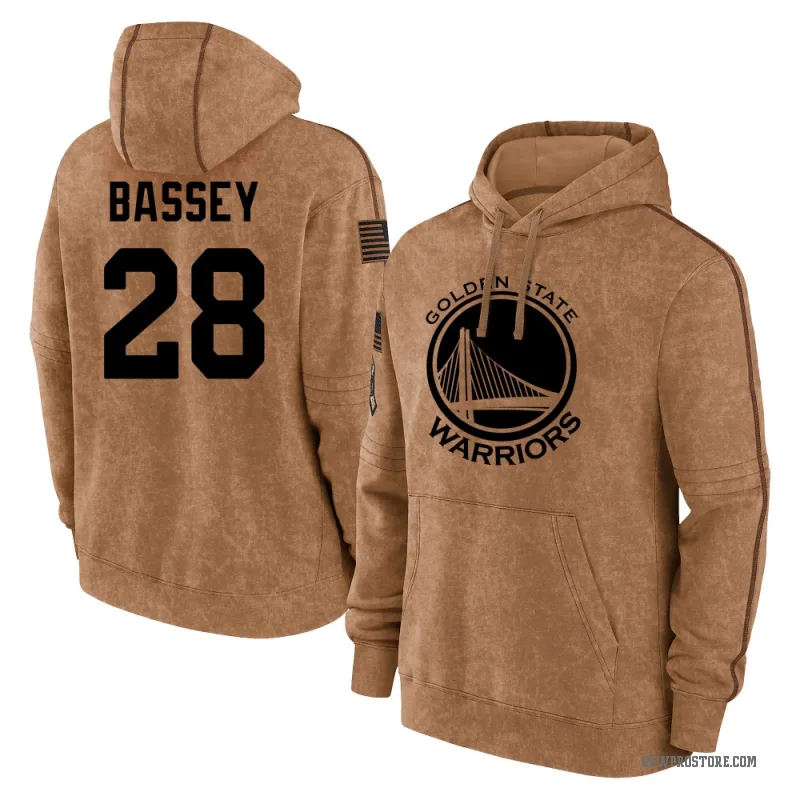 Charles Bassey Youth Gold Golden State Warriors Brown 2023 Salute to Service Club Pullover Hoodie