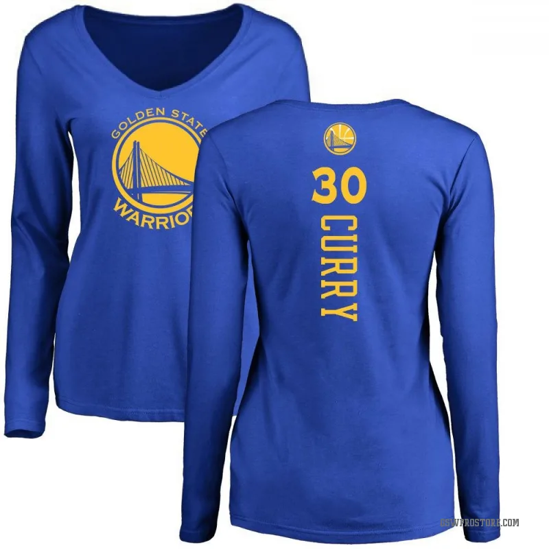 Stephen Curry Women's Gold Golden State Warriors Royal Backer Long Sleeve T-Shirt